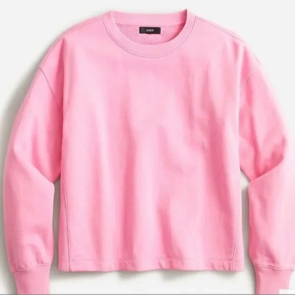 J. Crew Tops - NWT J. Crew University Terry Cropped Crewneck Sweatshirt - Size Small pink